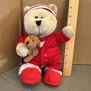 Starbucks Bedtime Bearista Bear Red White Pj s Baby 6th Edition Plush 9" 2007